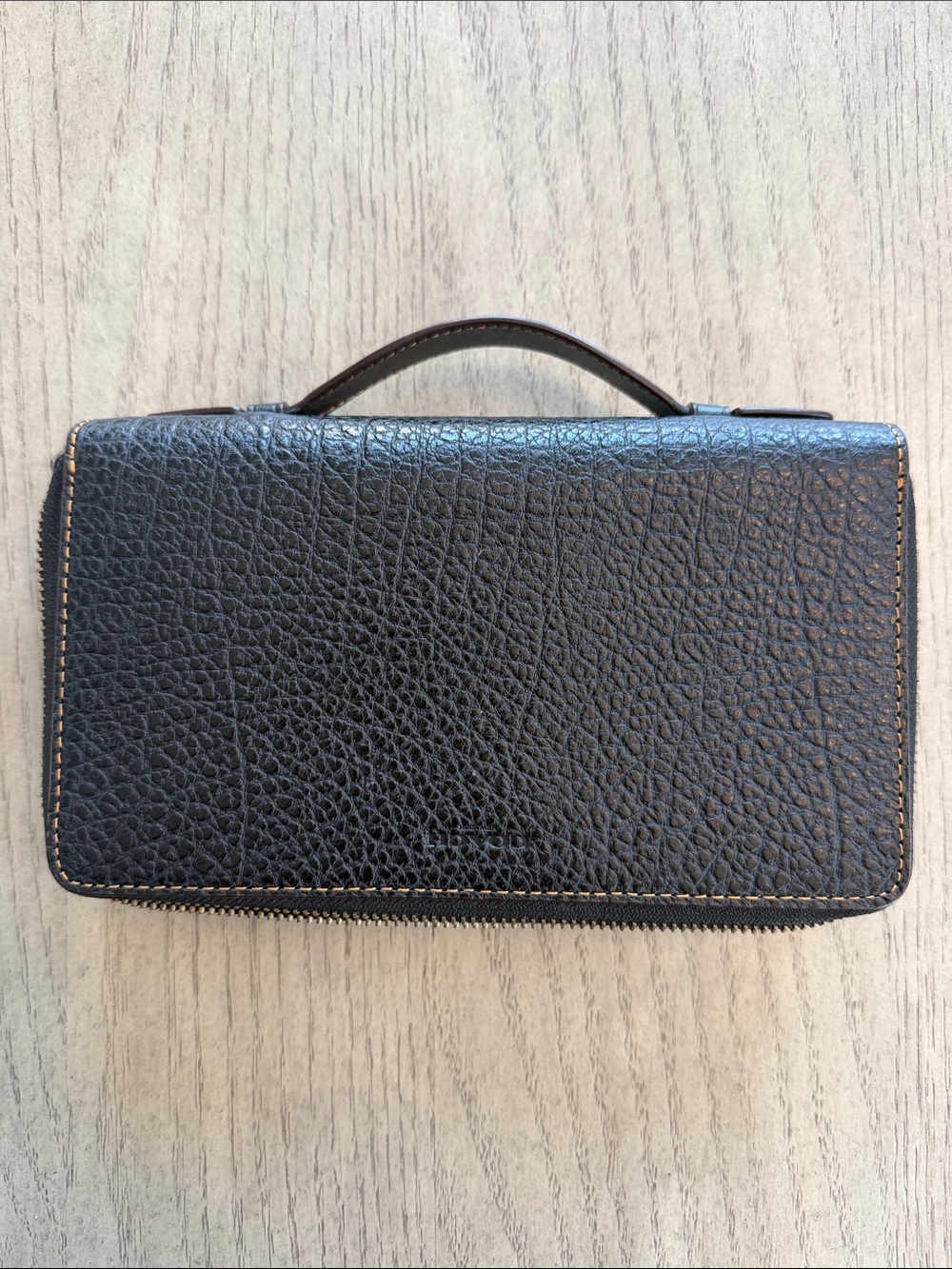 Coach Black Pebbled Leather Wristlet Clutch